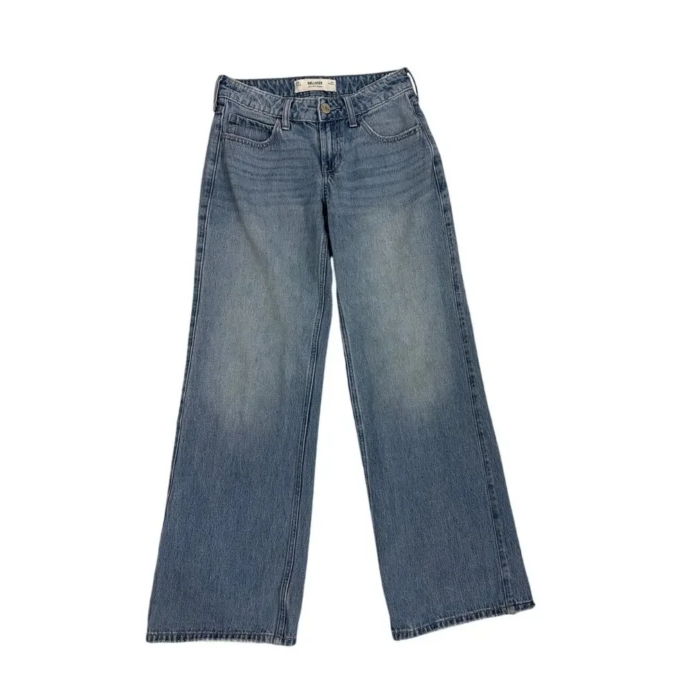 Hollister Jeans Low Rise Baggy Loose Fit Relaxed Distressed Denim Size 00 | 24